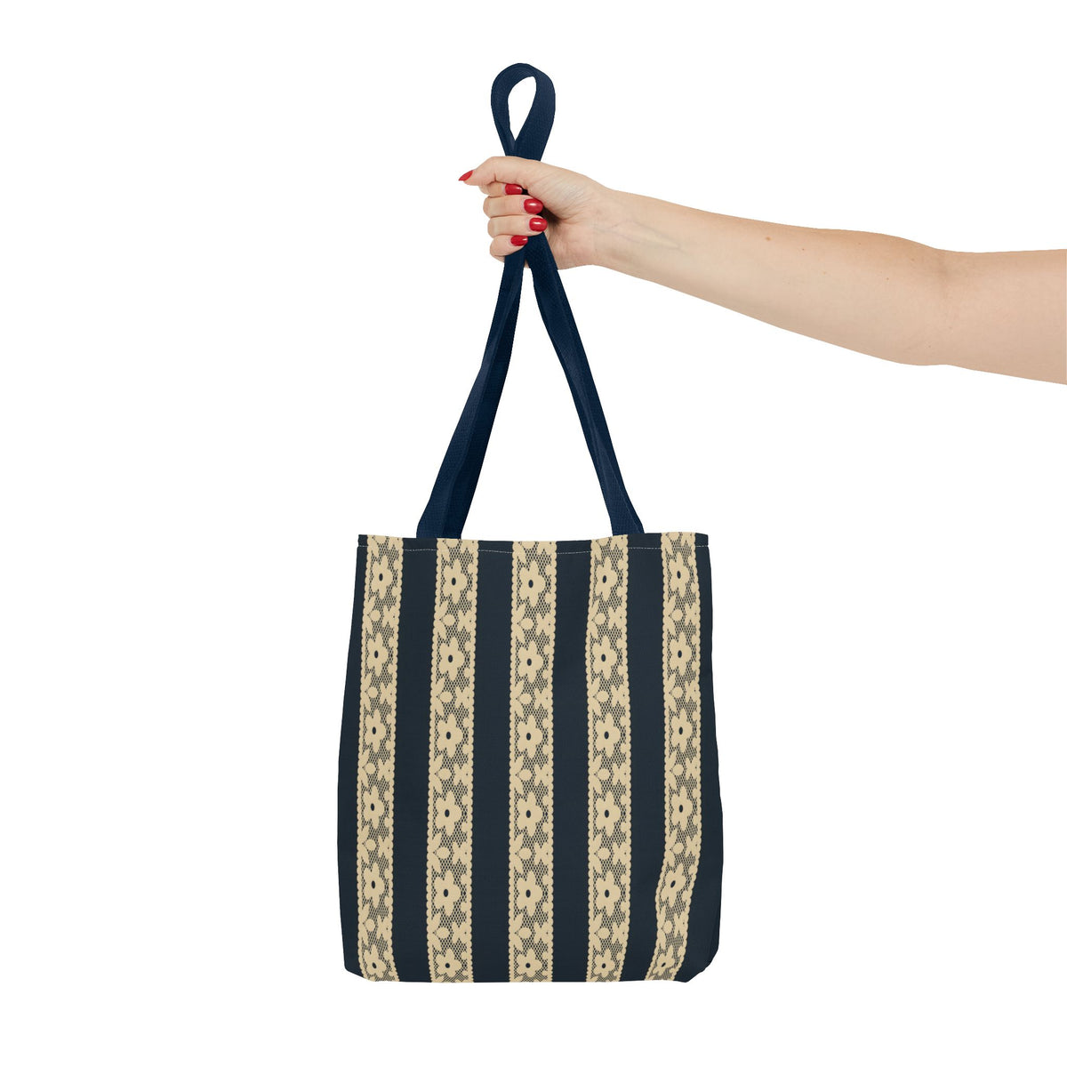 Lace Floral Yellow Black Stripe Tote Bag