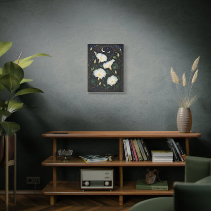 Moonlit Morning Glories Matte Canvas Print 18 x 24