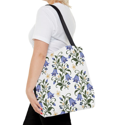 Bluebell Floral Tote Bag – All-Over Print Reusable Canvas Tote