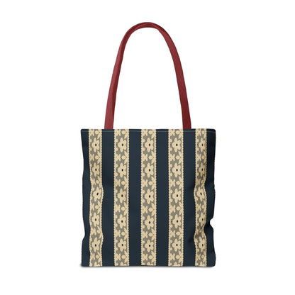 Lace Floral Yellow Black Stripe Tote Bag