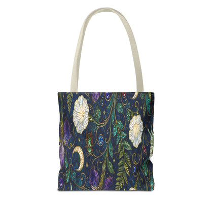 Moonlit Menagerie Garden | Celestial Botanical Tote Bag
