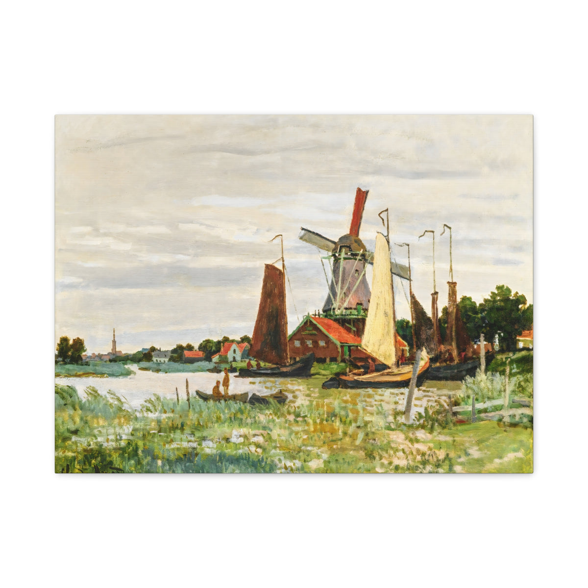 Claude Monet Dutch Windmill Wall Art | Zaandam Impressionist Landscape Print
