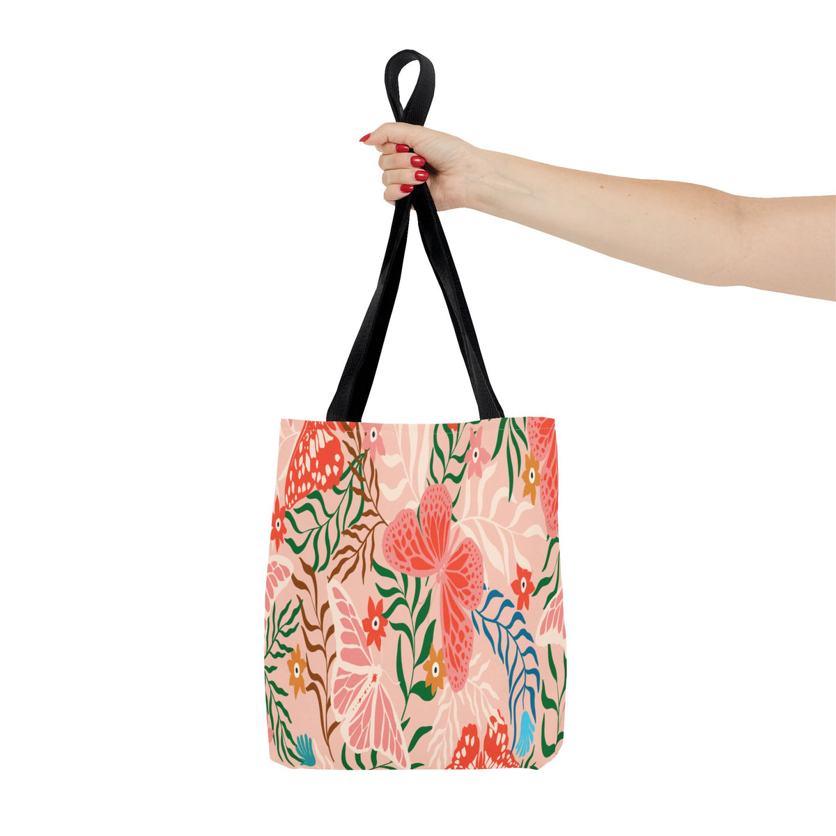 Floral Pattern Tote Bag — Pink Botanical All-Over Print