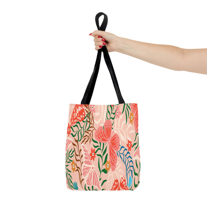 Floral Pattern Tote Bag — Pink Botanical All-Over Print