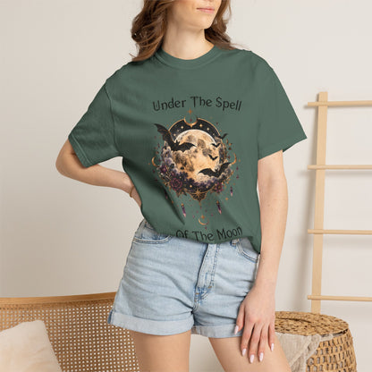 Moonlit Enchantment T-Shirt | Gothic Celestial Moon & Bats Graphic Tee
