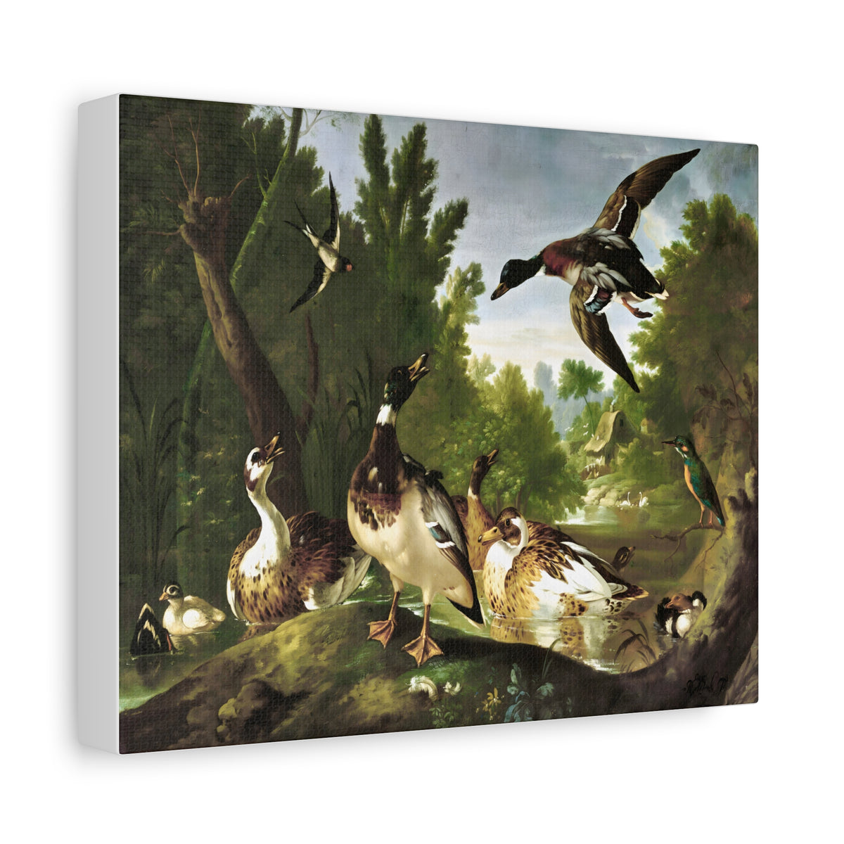 Vintage Ducks & Kingfisher Wall Art | Antique Woodland Bird Painting