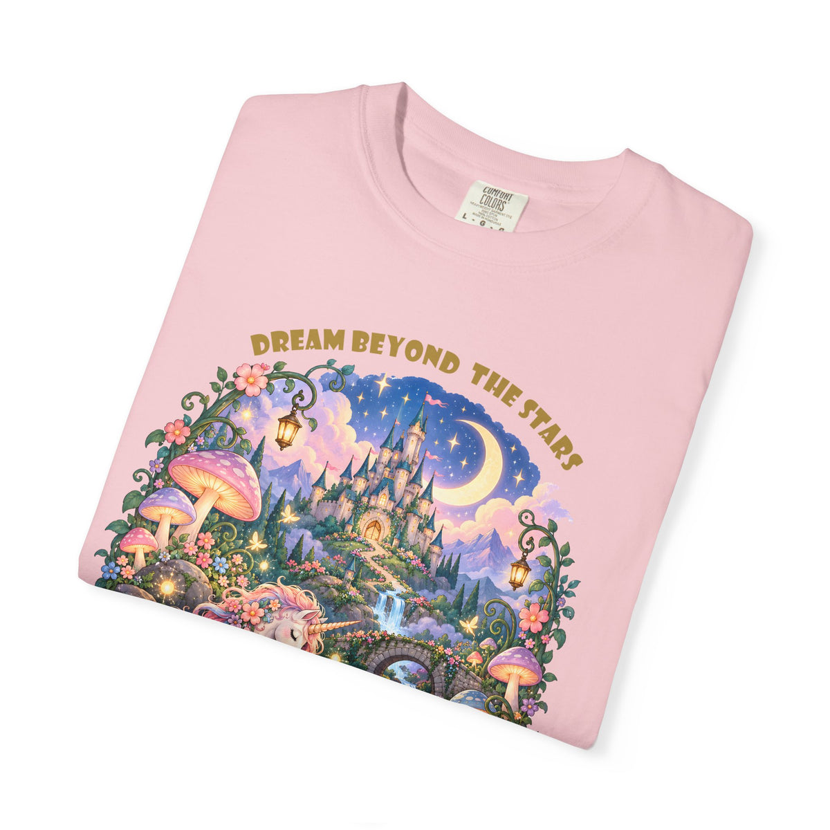 Enchanted Unicorn & Dragon Fairytale T-Shirt – Magical Castle Garden