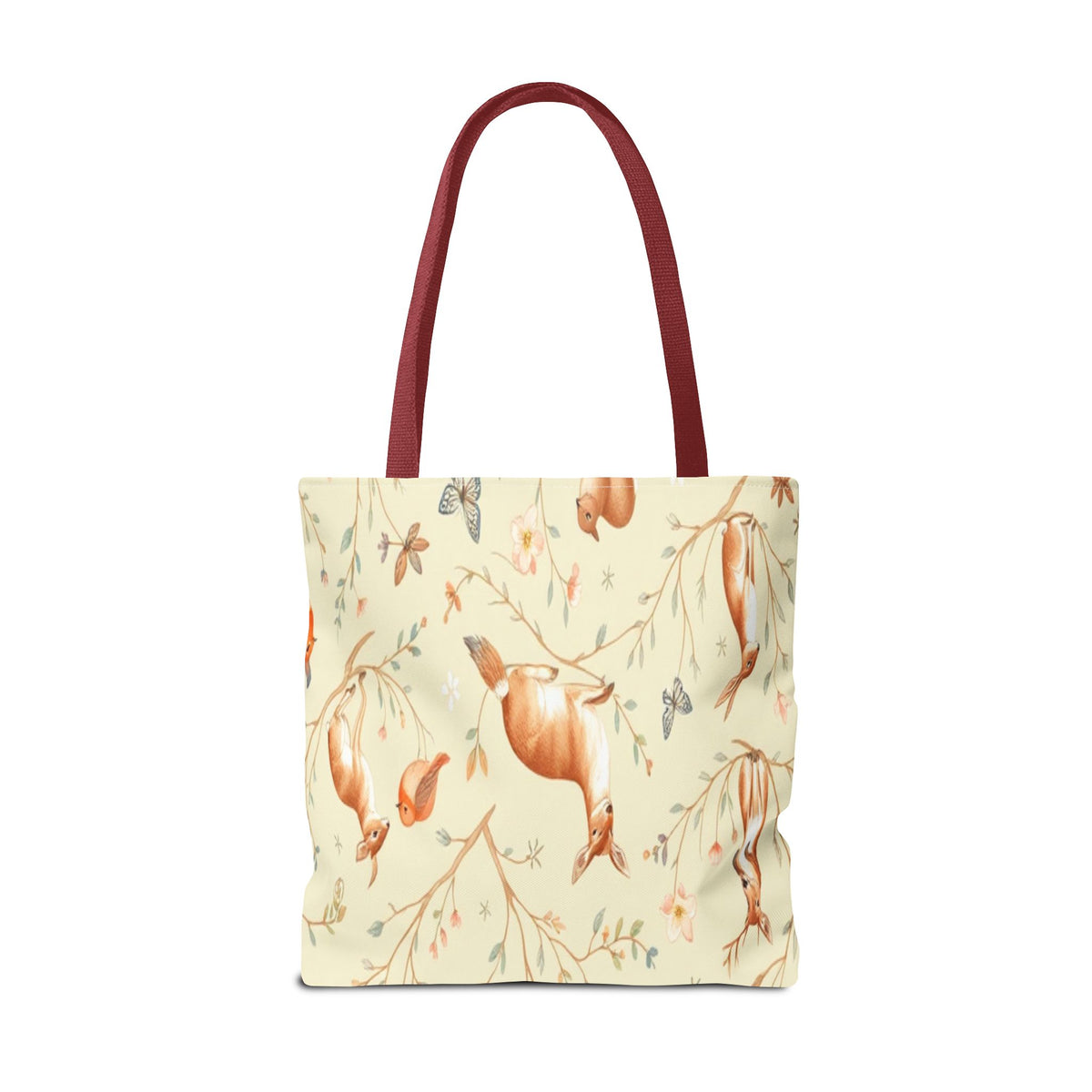 Floral Woodland Tote Bag - Deer & Birds Pattern