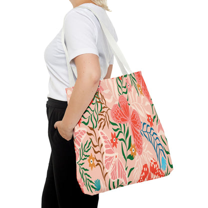 Floral Pattern Tote Bag — Pink Botanical All-Over Print