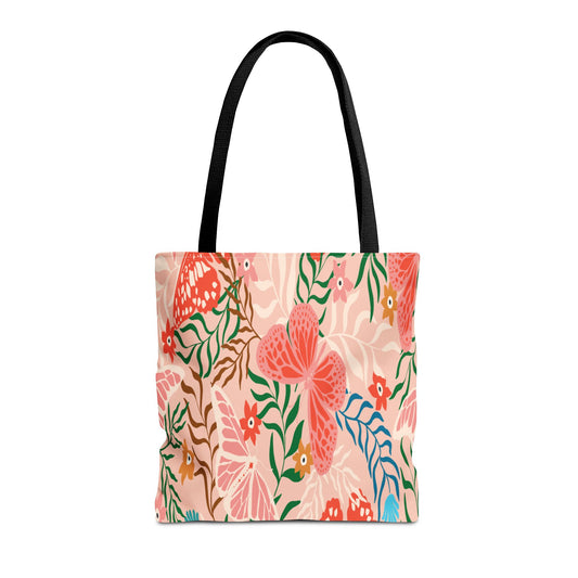 Floral Pattern Tote Bag — Pink Botanical All-Over Print