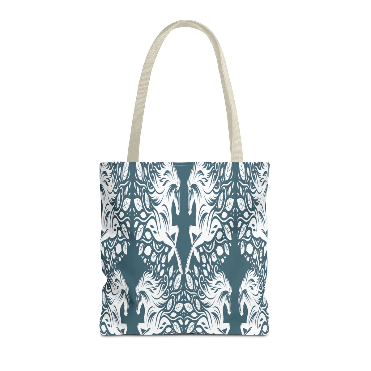 Abstract Teal Symmetry Tote Bag — All-Over-Print Artistic Pattern