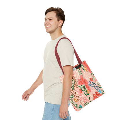 Floral Pattern Tote Bag — Pink Botanical All-Over Print