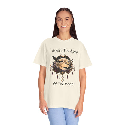 Moonlit Enchantment T-Shirt | Gothic Celestial Moon & Bats Graphic Tee