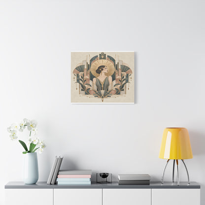 Golden Muse Art Deco Woman Wall Art | Teal & Gold Vintage Glamour Print