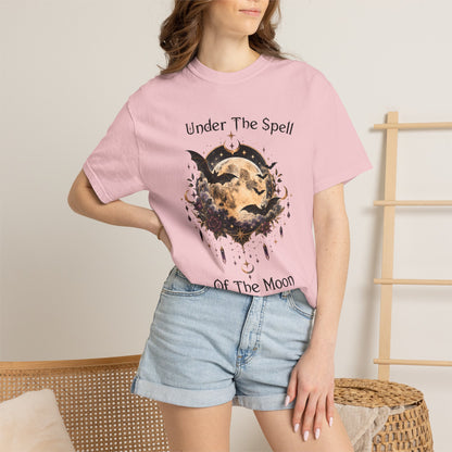 Moonlit Enchantment T-Shirt | Gothic Celestial Moon & Bats Graphic Tee