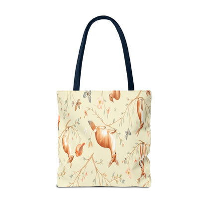Floral Woodland Tote Bag - Deer & Birds Pattern