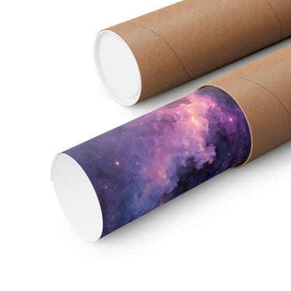 Celestial Dolphin Nebula – Purple Galaxy Watercolor Art Print