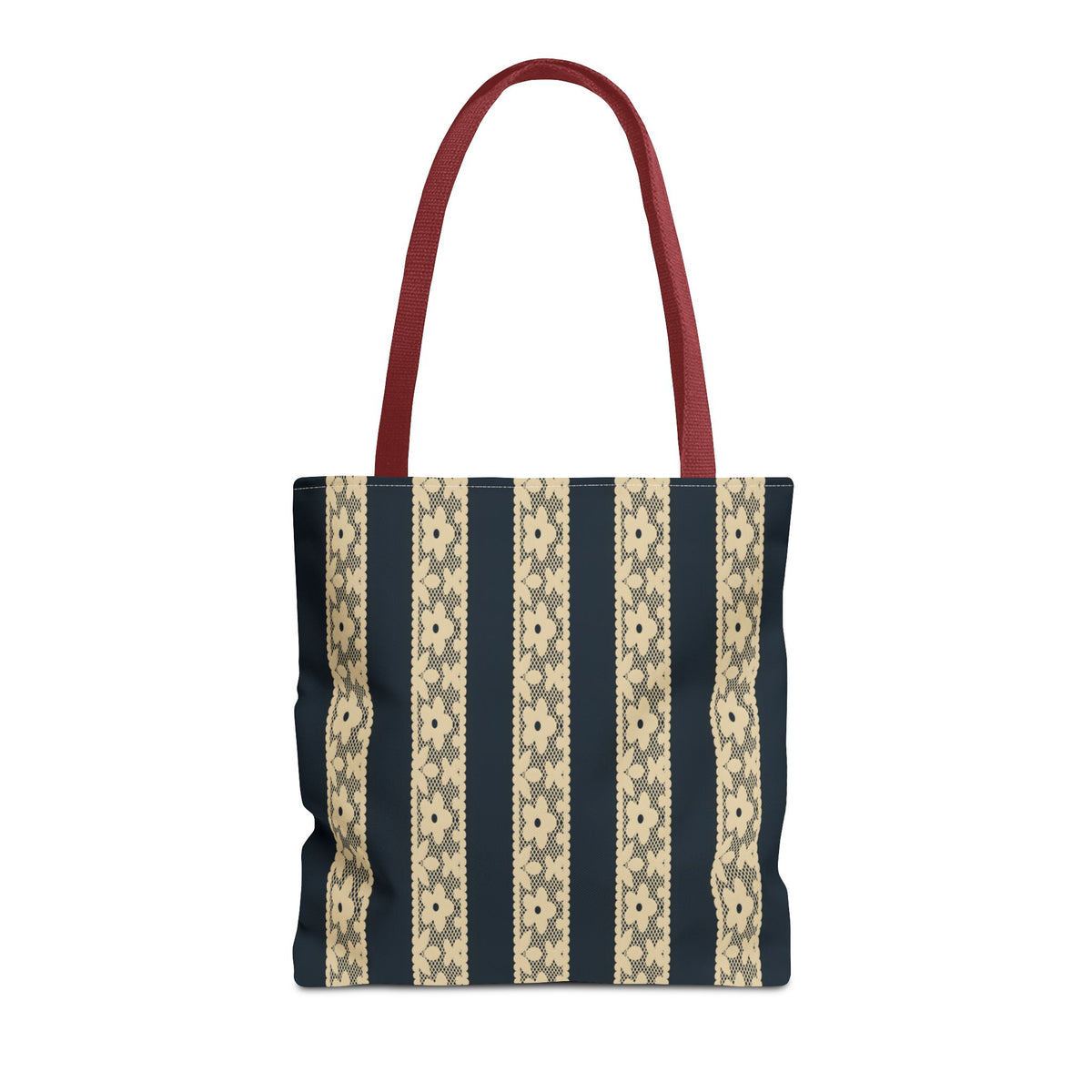 Lace Floral Yellow Black Stripe Tote Bag