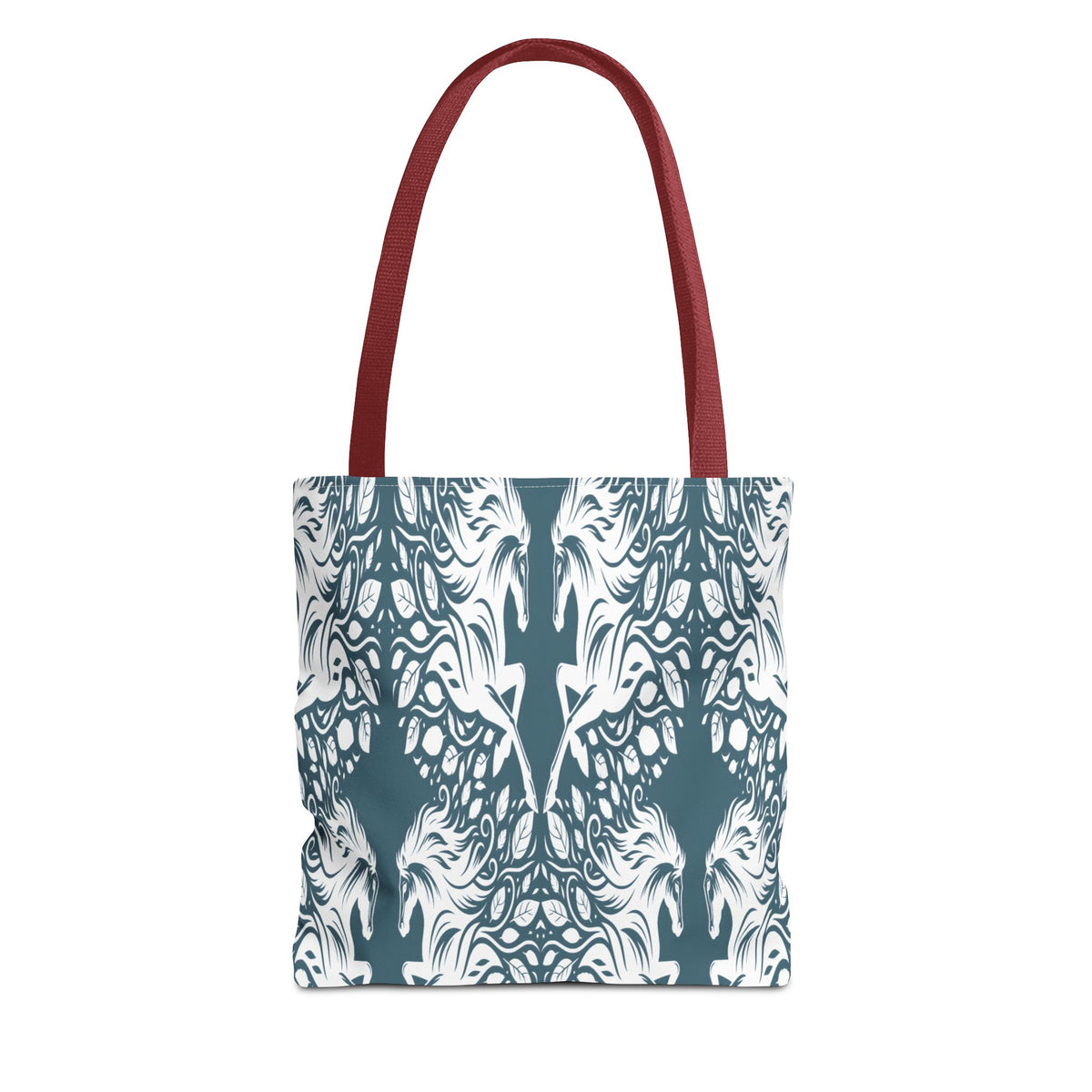 Abstract Teal Symmetry Tote Bag — All-Over-Print Artistic Pattern
