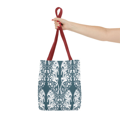 Abstract Teal Symmetry Tote Bag — All-Over-Print Artistic Pattern