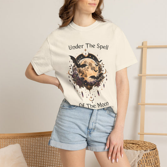 Moonlit Enchantment T-Shirt | Gothic Celestial Moon & Bats Graphic Tee