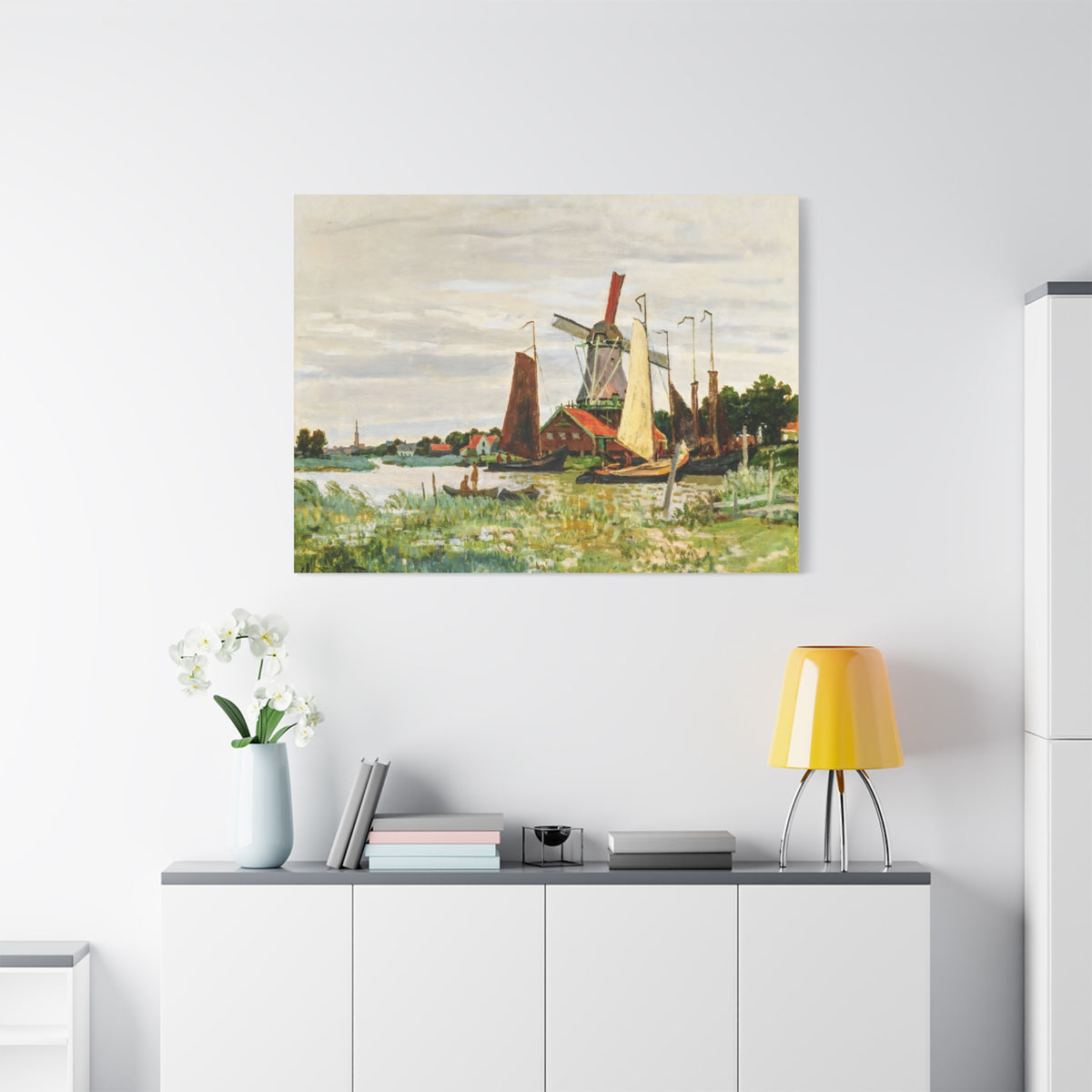 Claude Monet Dutch Windmill Wall Art | Zaandam Impressionist Landscape Print