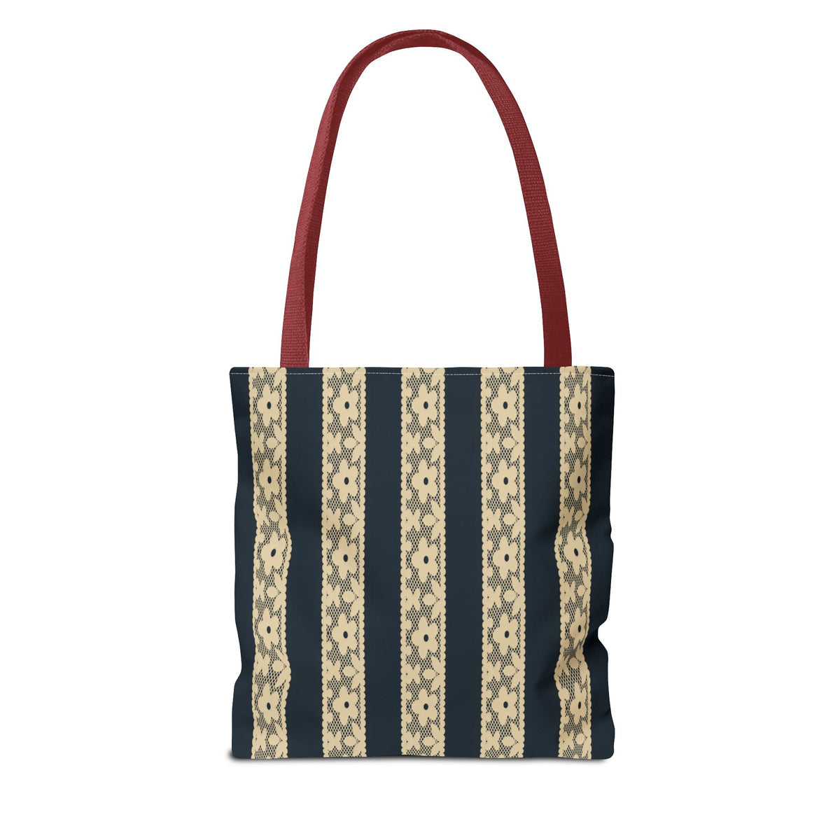 Lace Floral Yellow Black Stripe Tote Bag