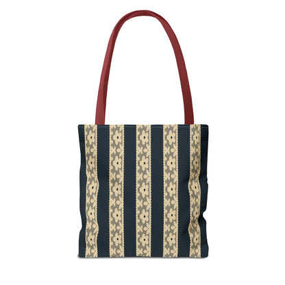 Lace Floral Yellow Black Stripe Tote Bag