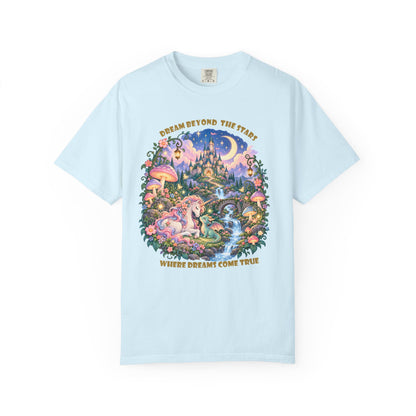 Enchanted Unicorn & Dragon Fairytale T-Shirt – Magical Castle Garden