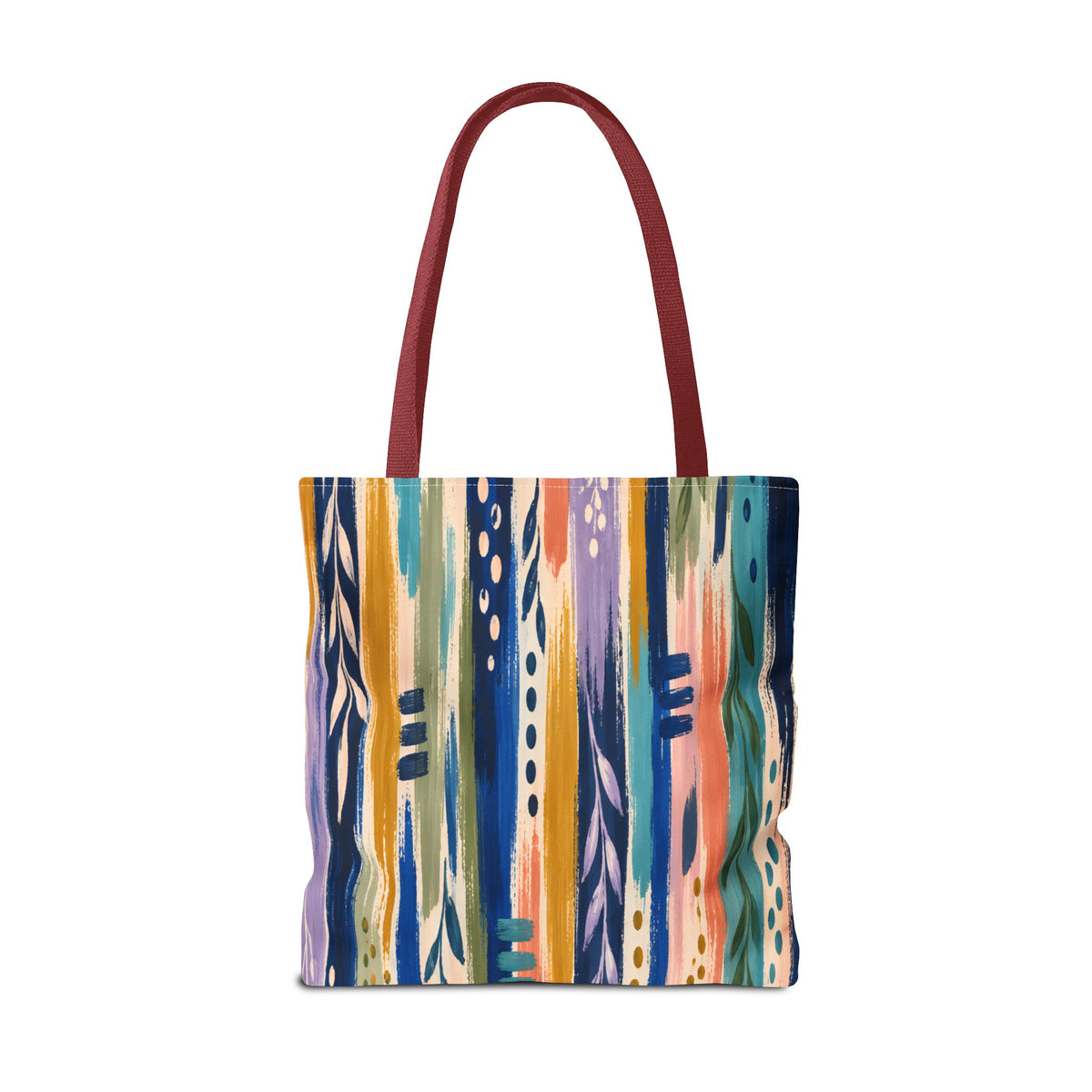 Colorful Abstract Botanical Stripe Tote Bag
