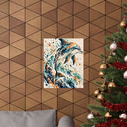 Abstract Dolphin Watercolor Wall Art