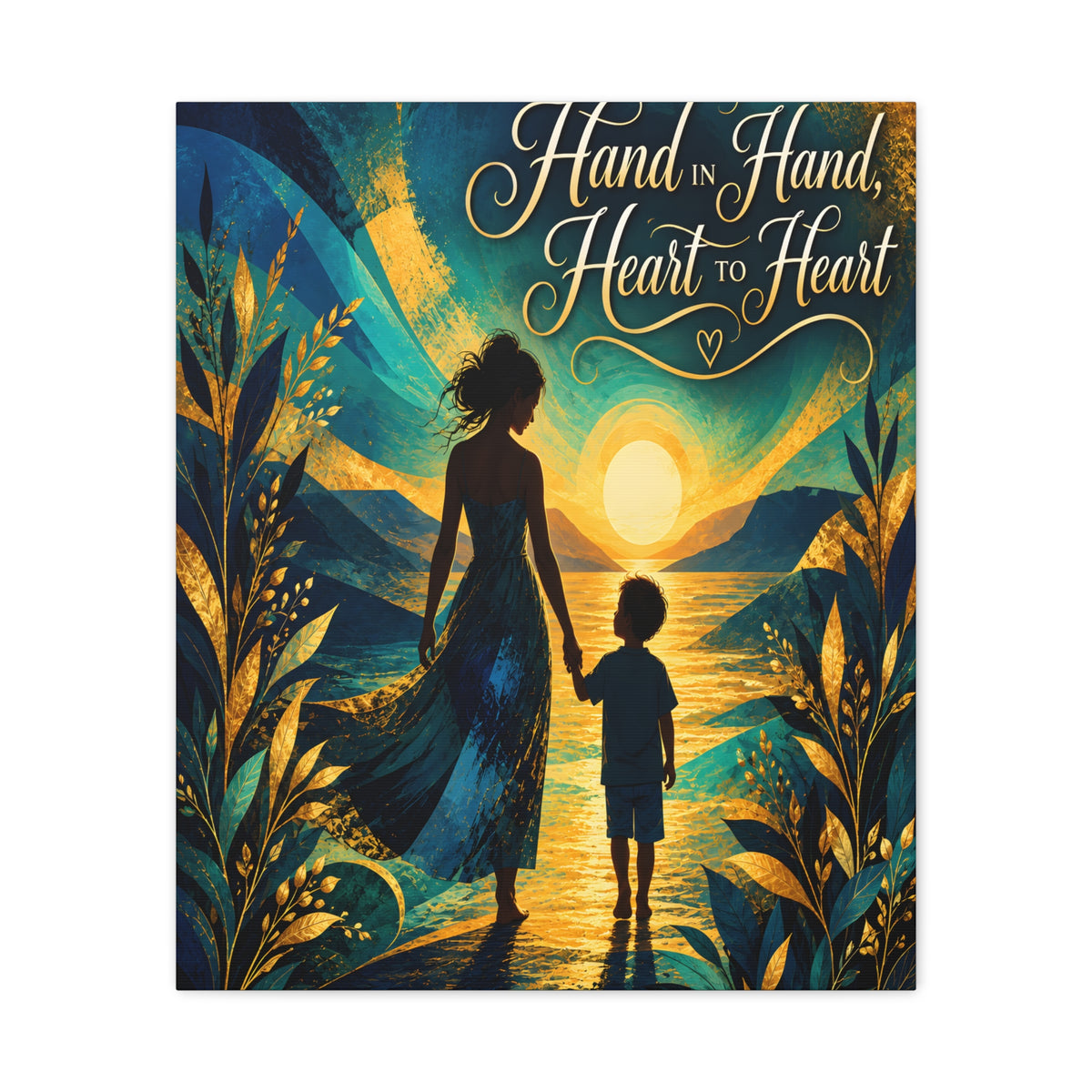 Hand in Hand, Heart to Heart Mother and Son Wall Art