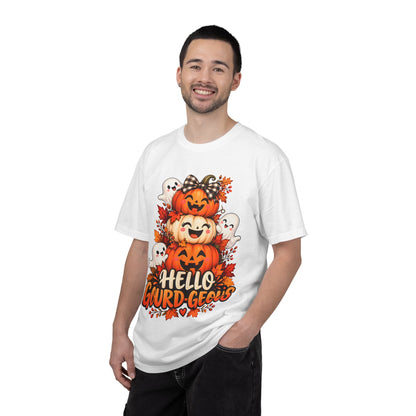 Hello Gourd-Geous Halloween T-Shirt | Cute Pumpkin & Ghost Graphic Tee