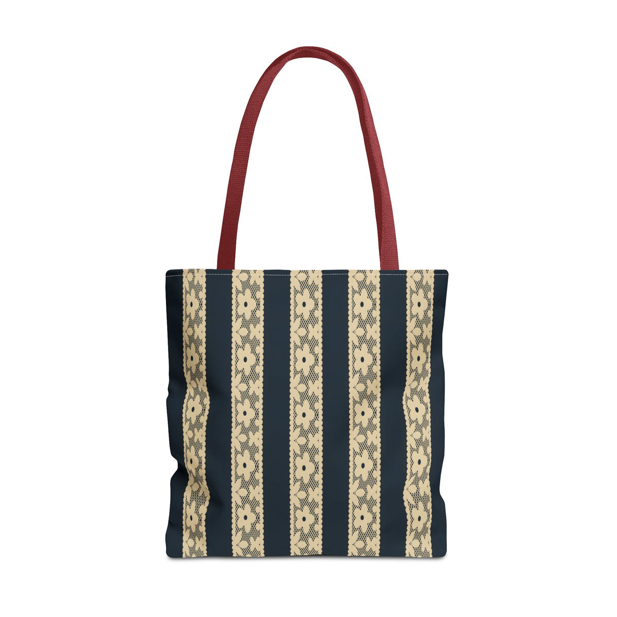 Lace Floral Yellow Black Stripe Tote Bag