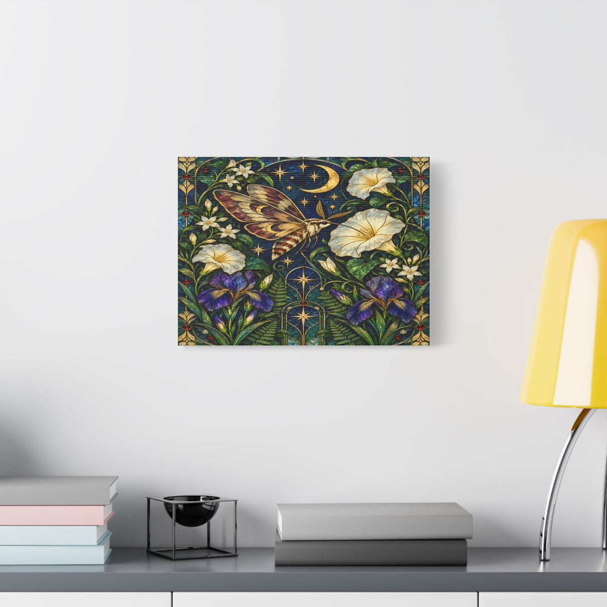 Moonlit Moth Botanical Canvas 16 x 12" and 32 x 24"