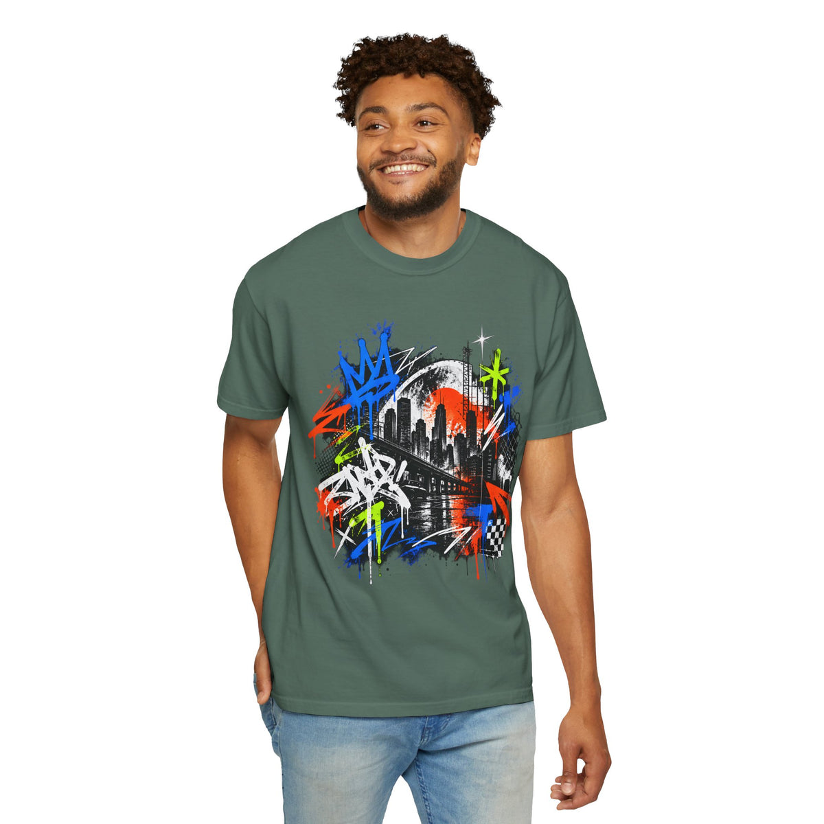 Urban Neon Graffiti Cityscape Streetwear T-Shirt