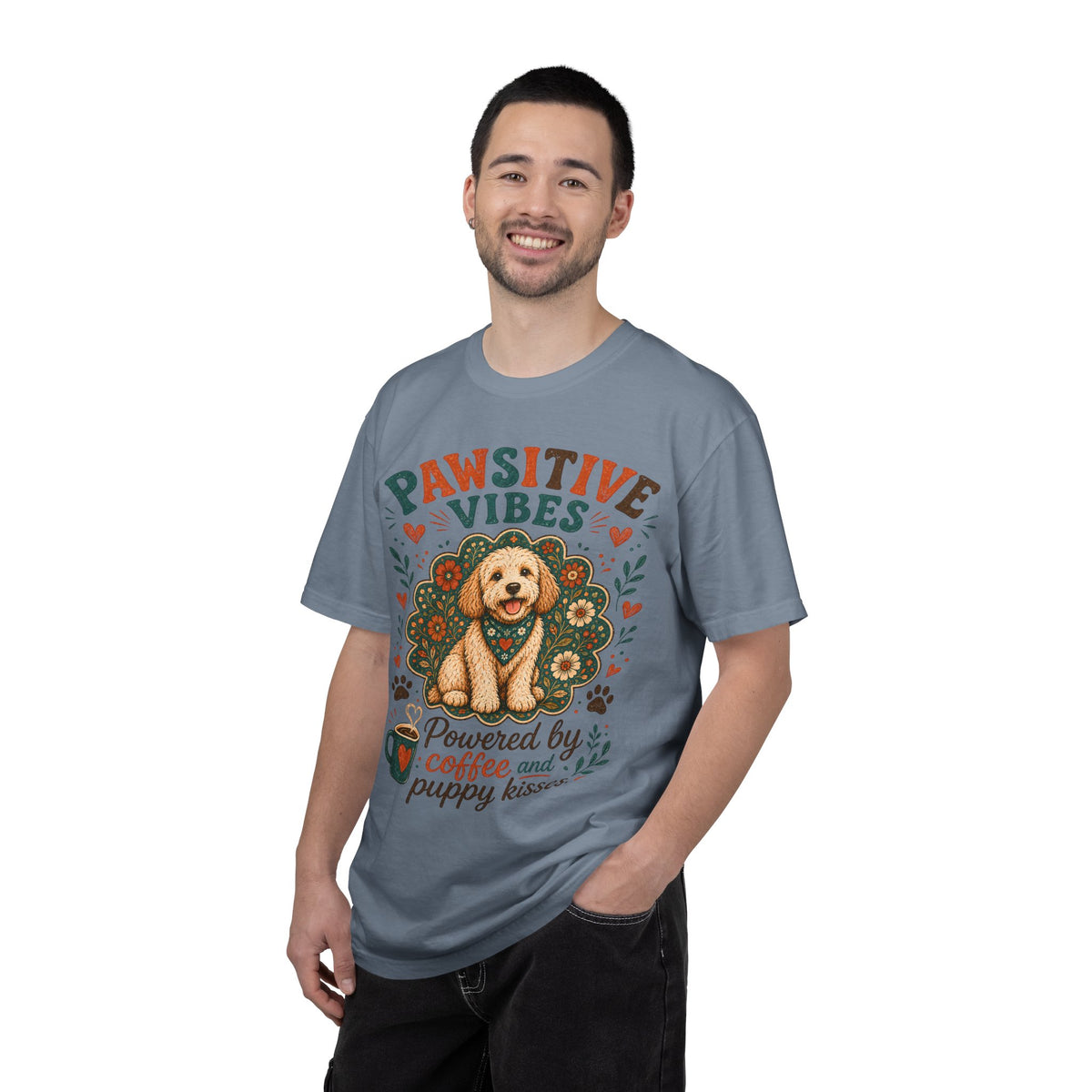 Pawsitive Vibes | Coffee & Puppy Kisses Dog Lover T-shirt