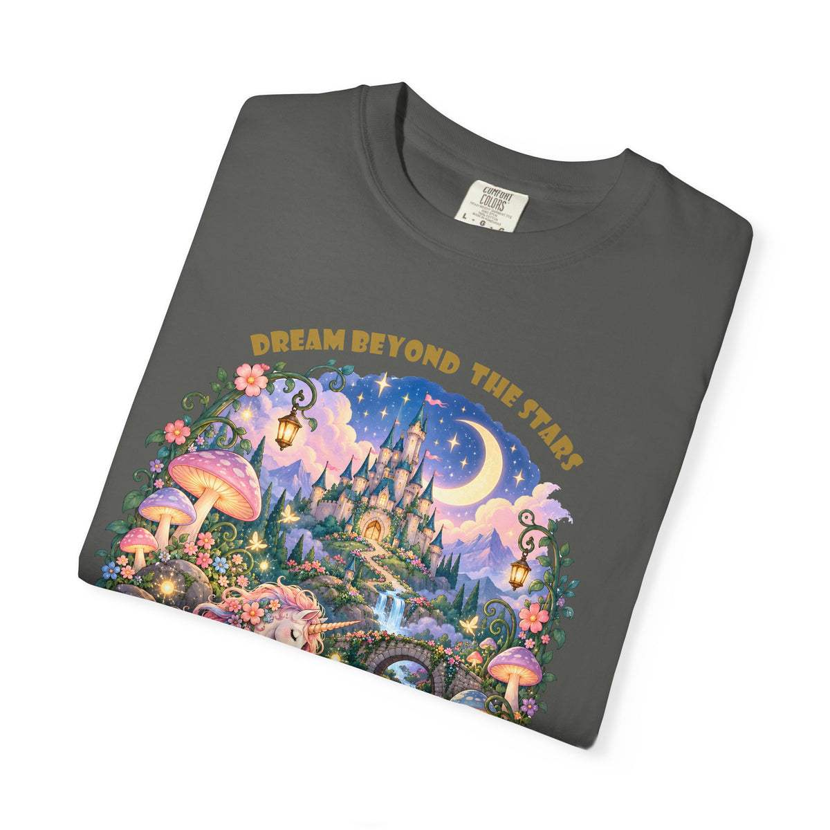 Enchanted Unicorn & Dragon Fairytale T-Shirt – Magical Castle Garden