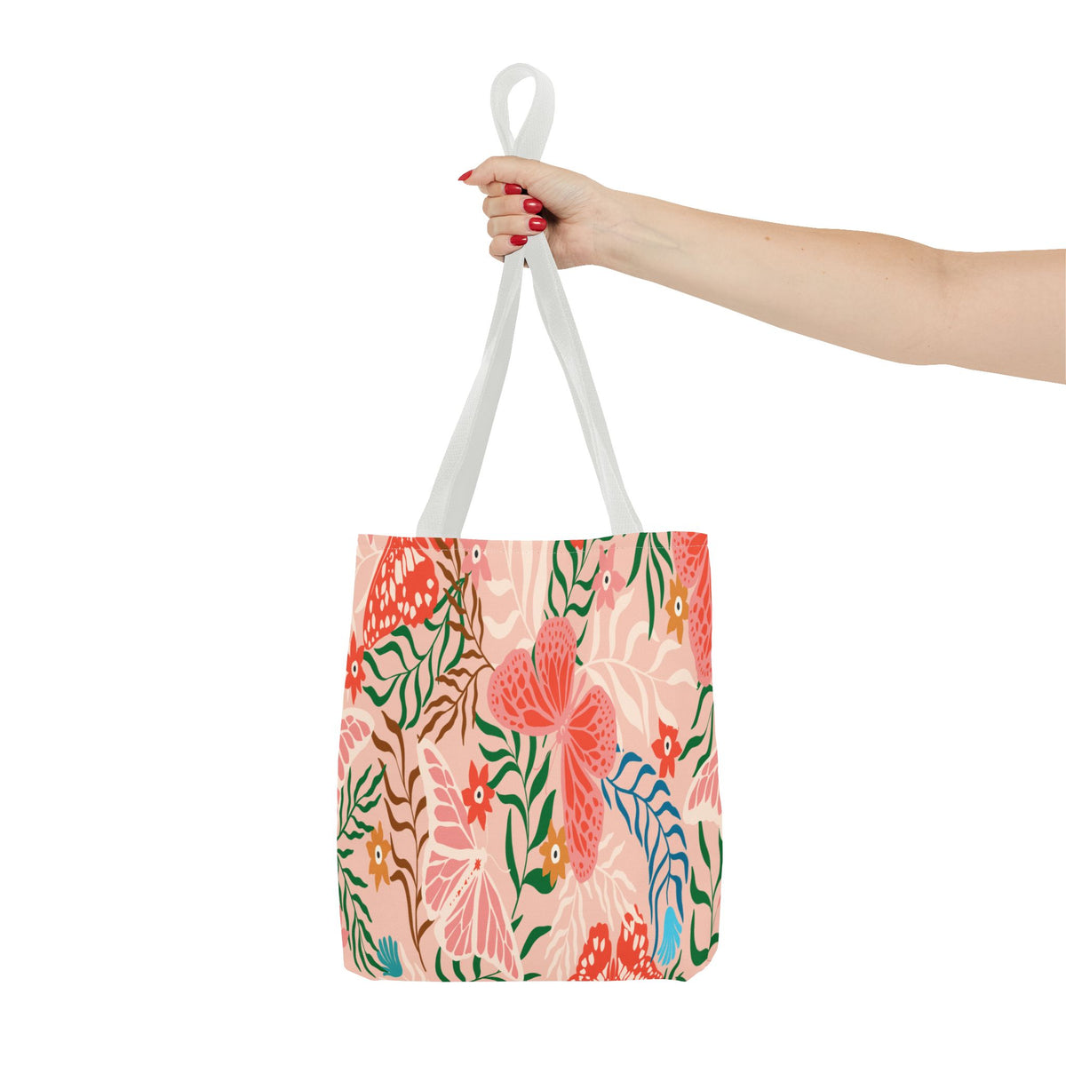 Floral Pattern Tote Bag — Pink Botanical All-Over Print