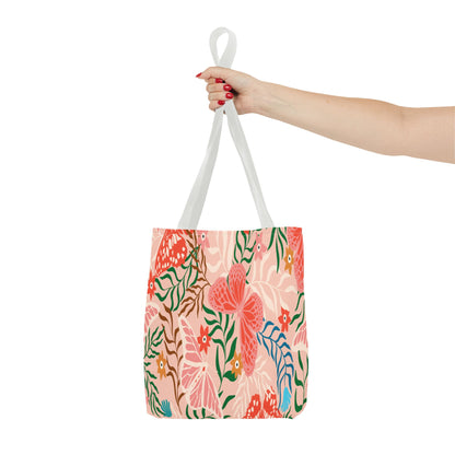 Floral Pattern Tote Bag — Pink Botanical All-Over Print