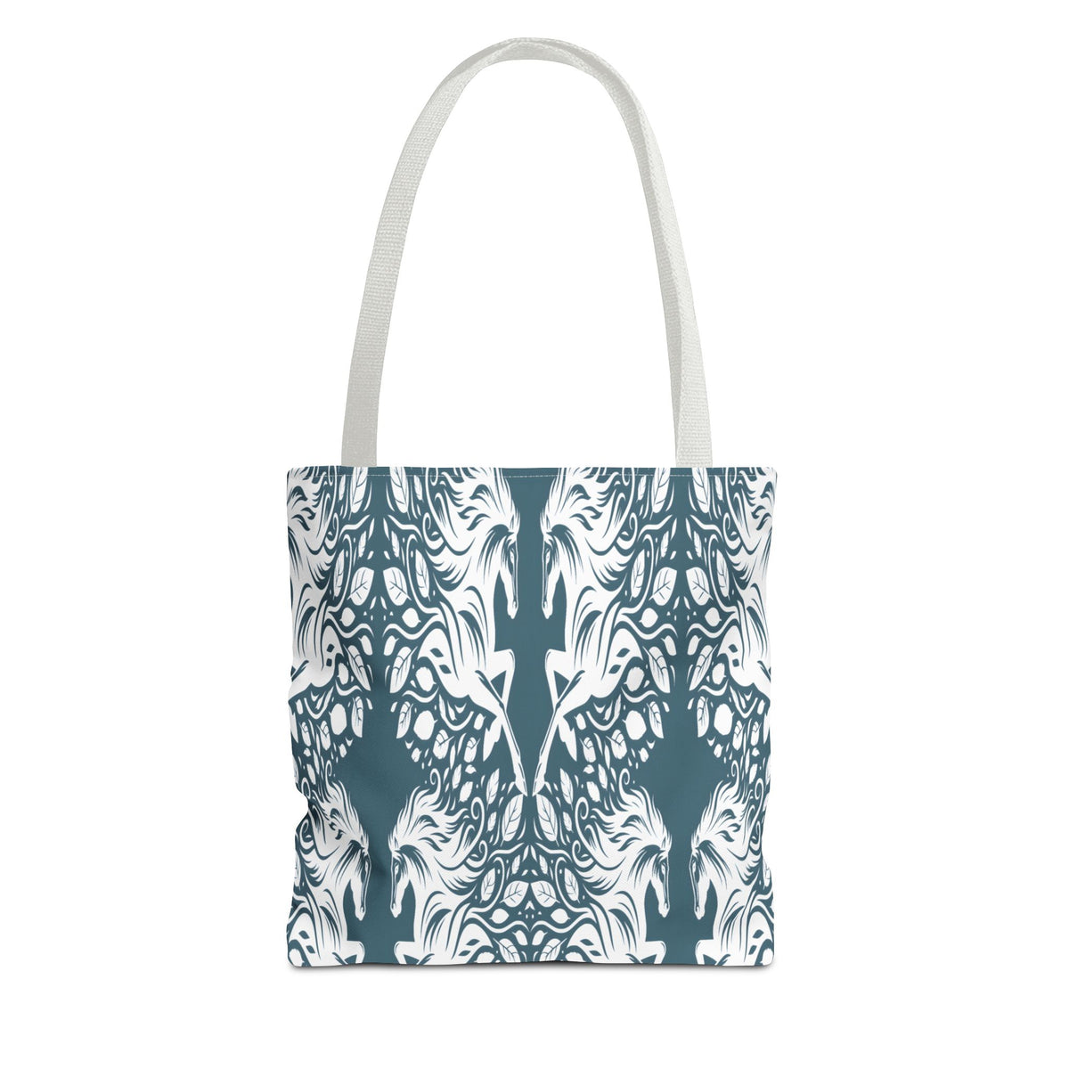 Abstract Teal Symmetry Tote Bag — All-Over-Print Artistic Pattern