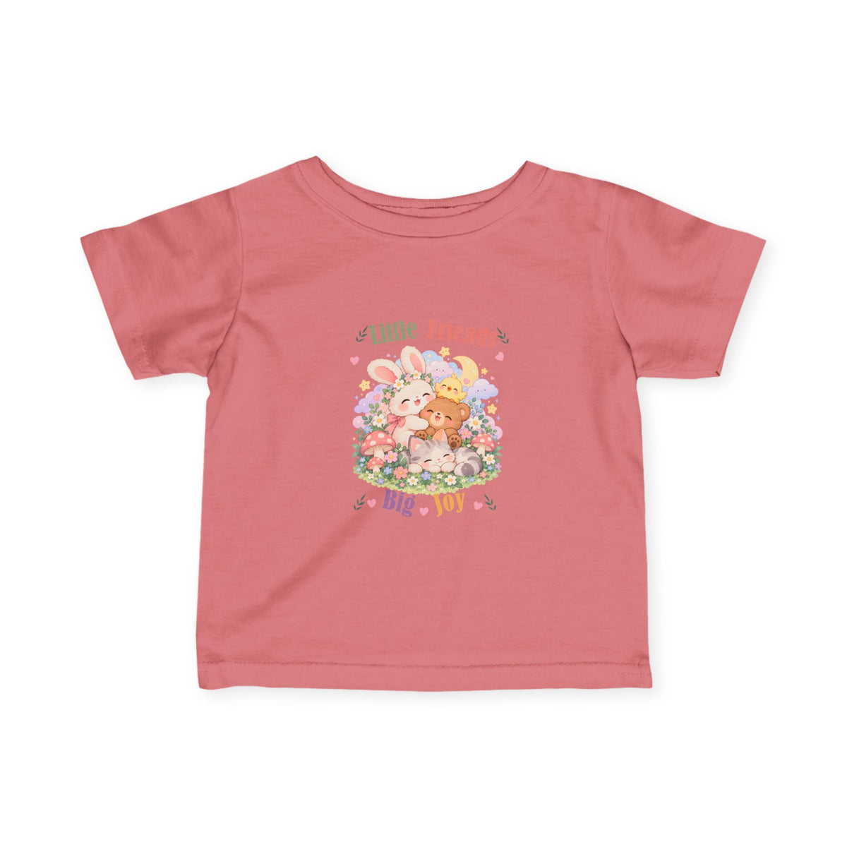 Little Friends Big Joy Kids T-Shirt | Cute Kawaii Woodland Animal Tee
