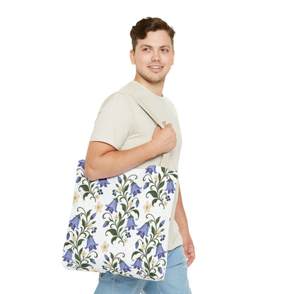 Bluebell Floral Tote Bag – All-Over Print Reusable Canvas Tote