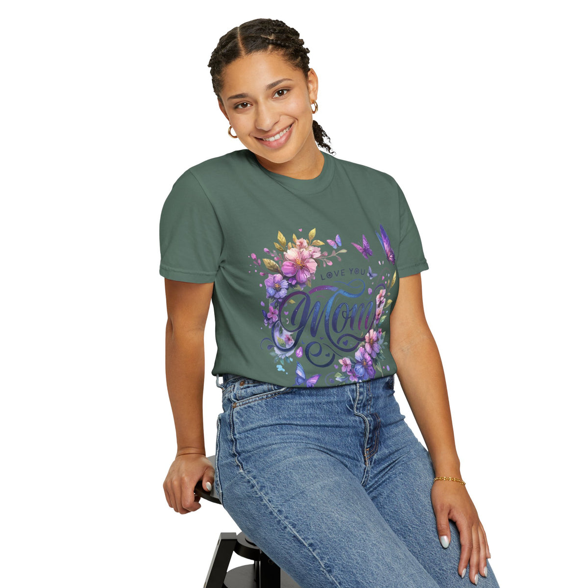 Love You Mom Floral Butterfly Gift Design