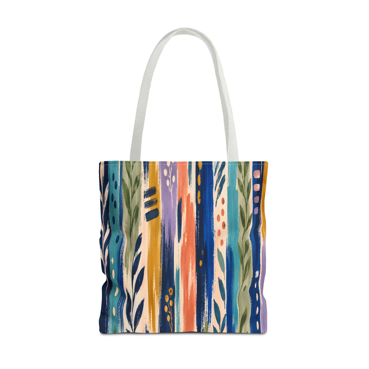 Colorful Abstract Botanical Stripe Tote Bag