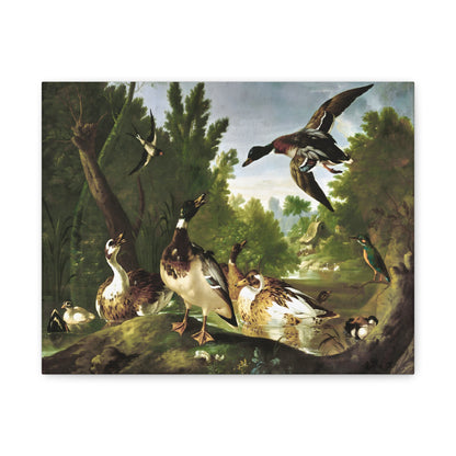 Vintage Ducks & Kingfisher Wall Art | Antique Woodland Bird Painting