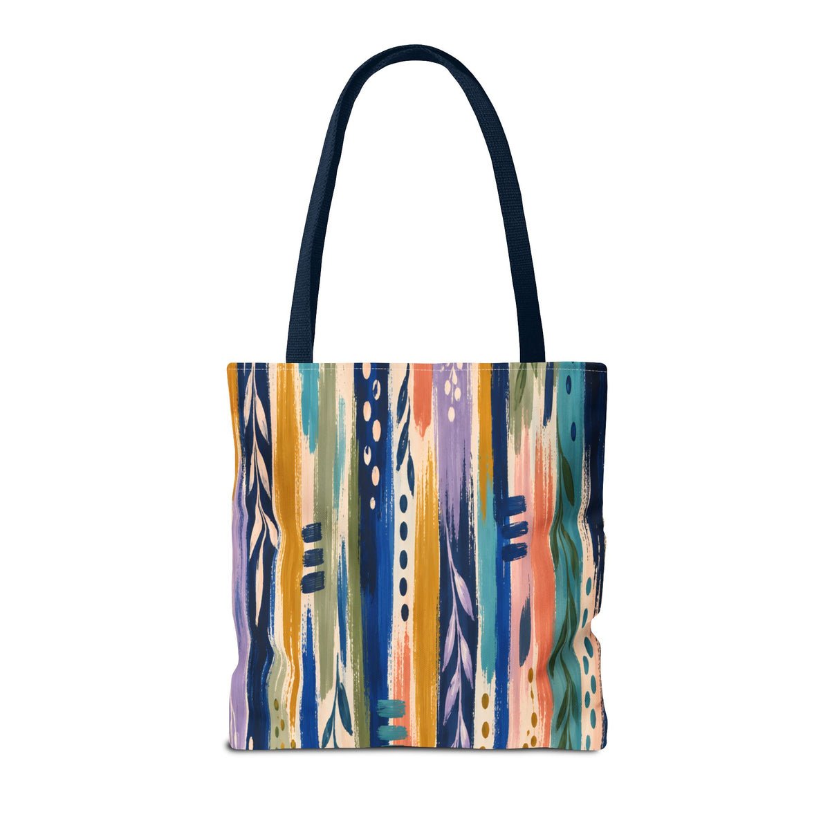 Colorful Abstract Botanical Stripe Tote Bag