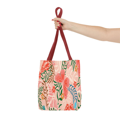 Floral Pattern Tote Bag — Pink Botanical All-Over Print