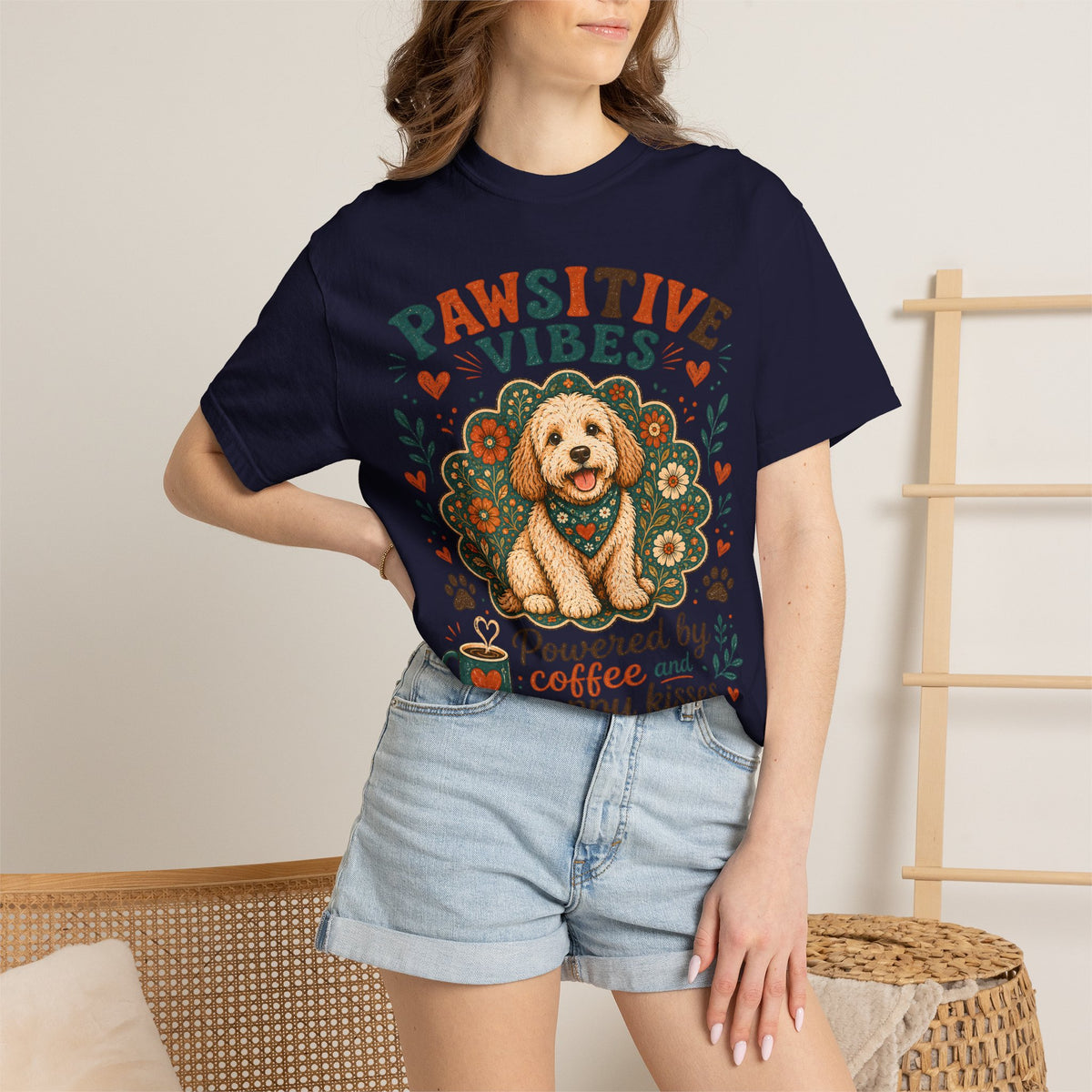 Pawsitive Vibes | Coffee & Puppy Kisses Dog Lover T-shirt