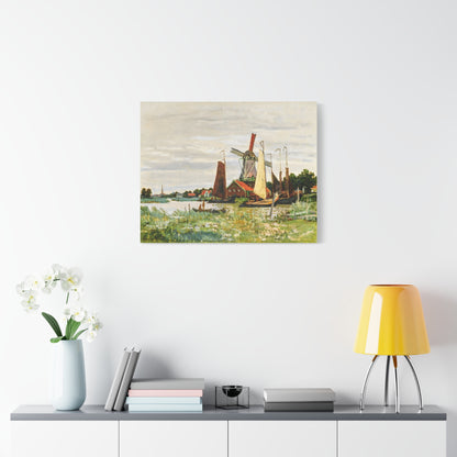 Claude Monet Dutch Windmill Wall Art | Zaandam Impressionist Landscape Print